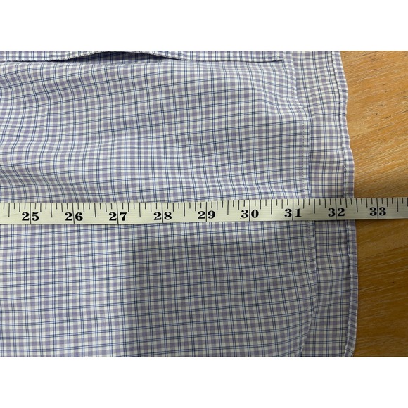 Turnbull & Asser Bespoke Purple Blue Check Dress Shirt Men 15 (Chest 44) England - Picture 4 of 7